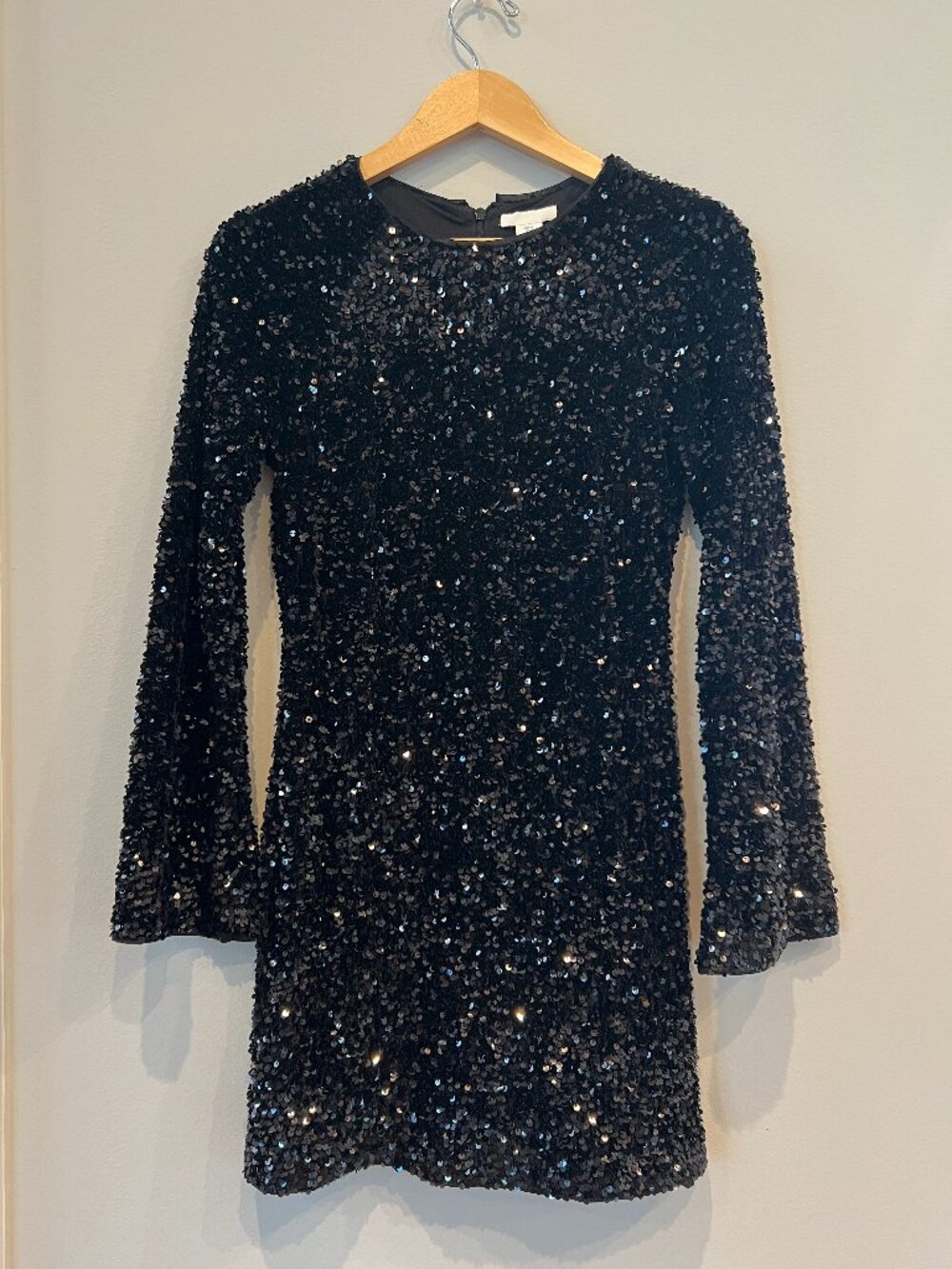 NWT H&M Black Sequin Mini Dress – Long Sleeve Party Dress – XS